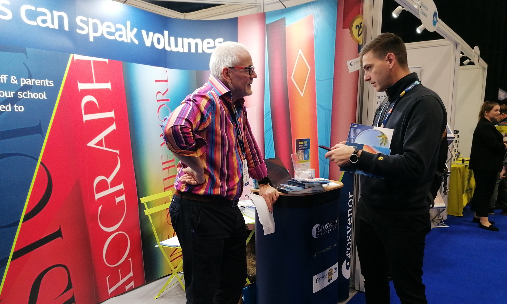Managing Director Colin Horn speaking with customers at the Schools and Academies Show