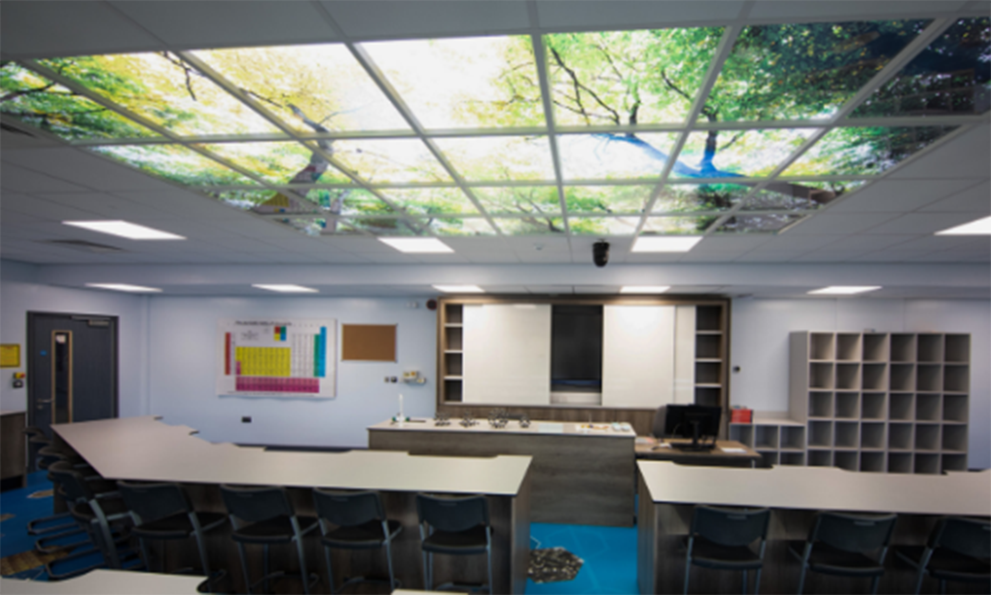 LED Sky panels in a large classroom