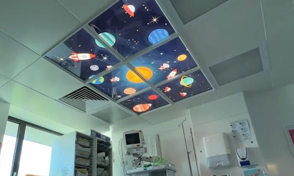 LED Sky panels with planets floating